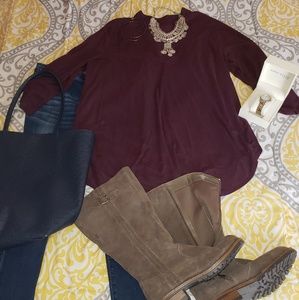 Gray Knee High Boots